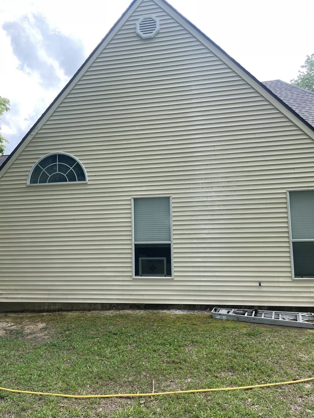 House siding after pressure washing