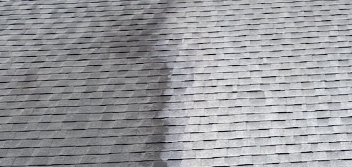 Roof soft washing — algae cleaned away